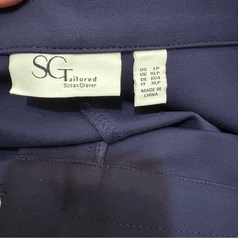 Set of Two Susan Graver Petite Tailored Classic Navy Blue Blazer/Pants Sz L - Picture 5 of 11